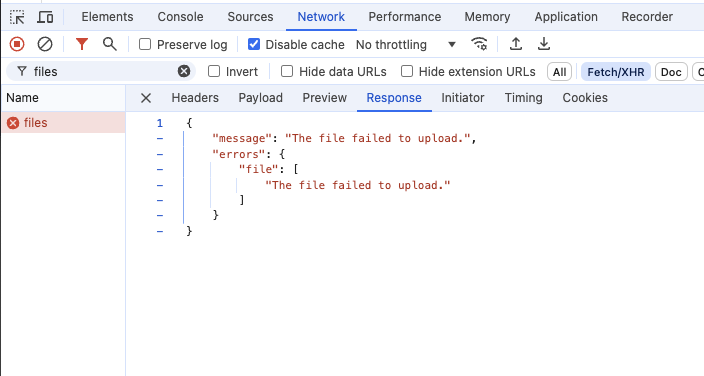 Laravel File Upload fails with 