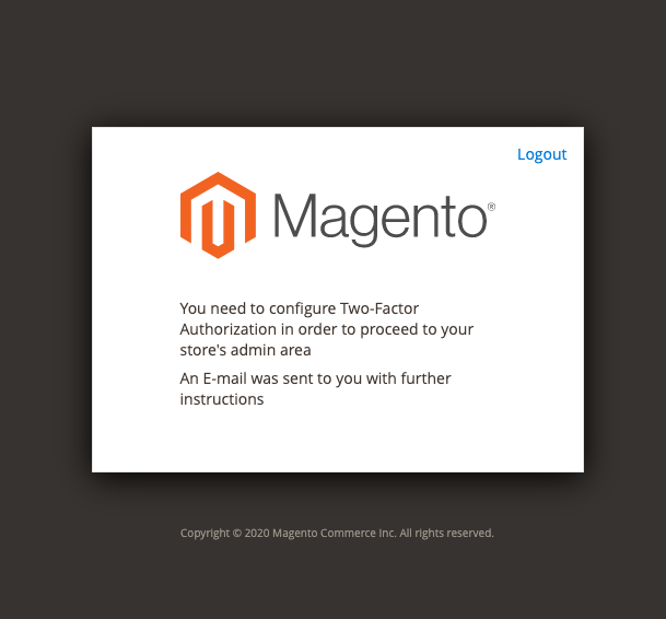 Magento admin's 2FA screen